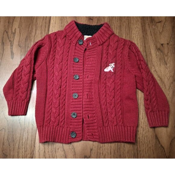 Gymboree Cardigan Sweater Red w/Buttons & Embroidered Puppy Size 18/24 Months - Picture 1 of 10